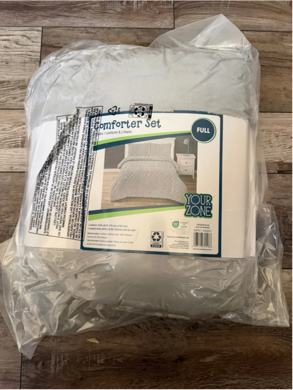 NEW Your Zone Unisex Full Comforter Set in Gray